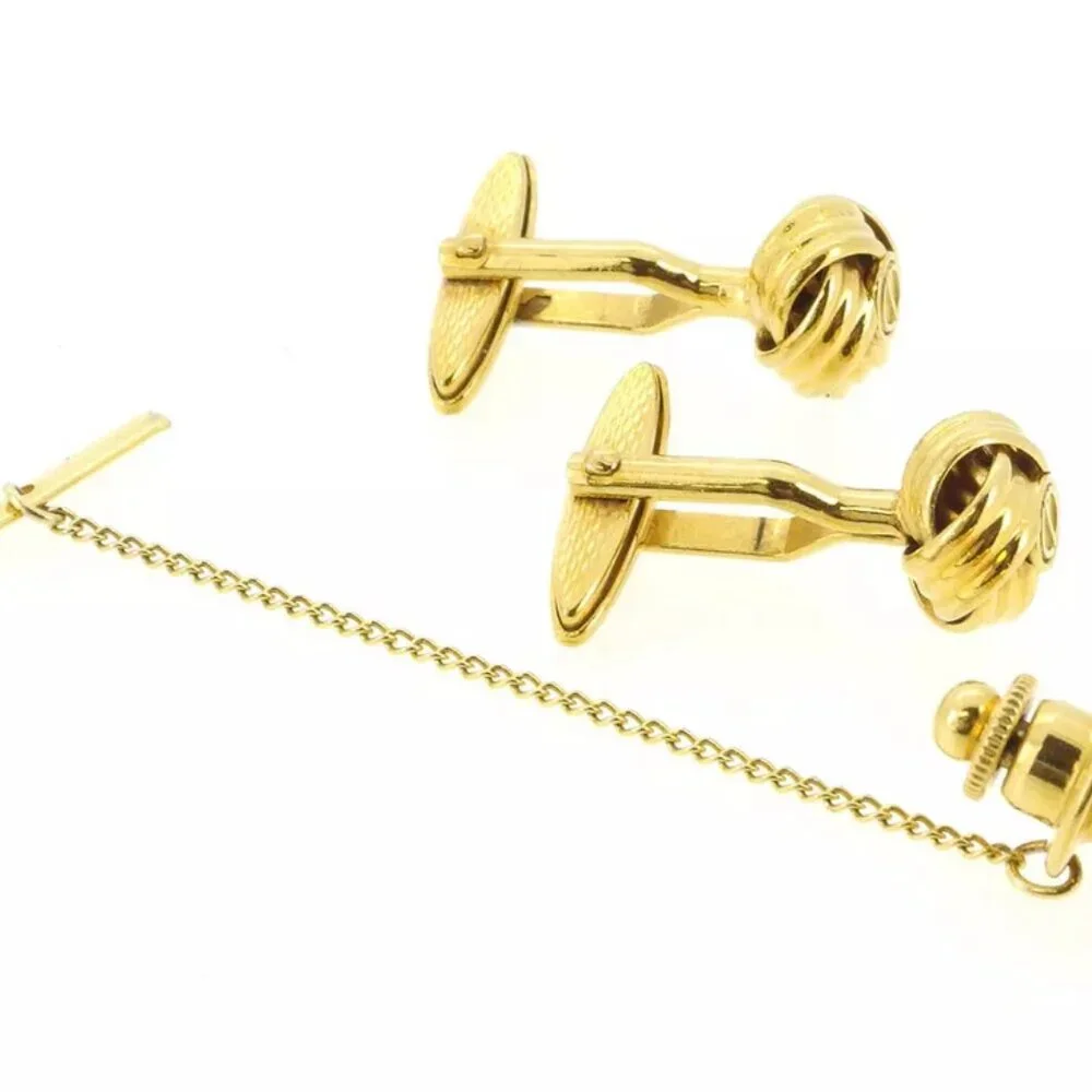 dunhill cuff 2 items set gold plated Authentic used T16826